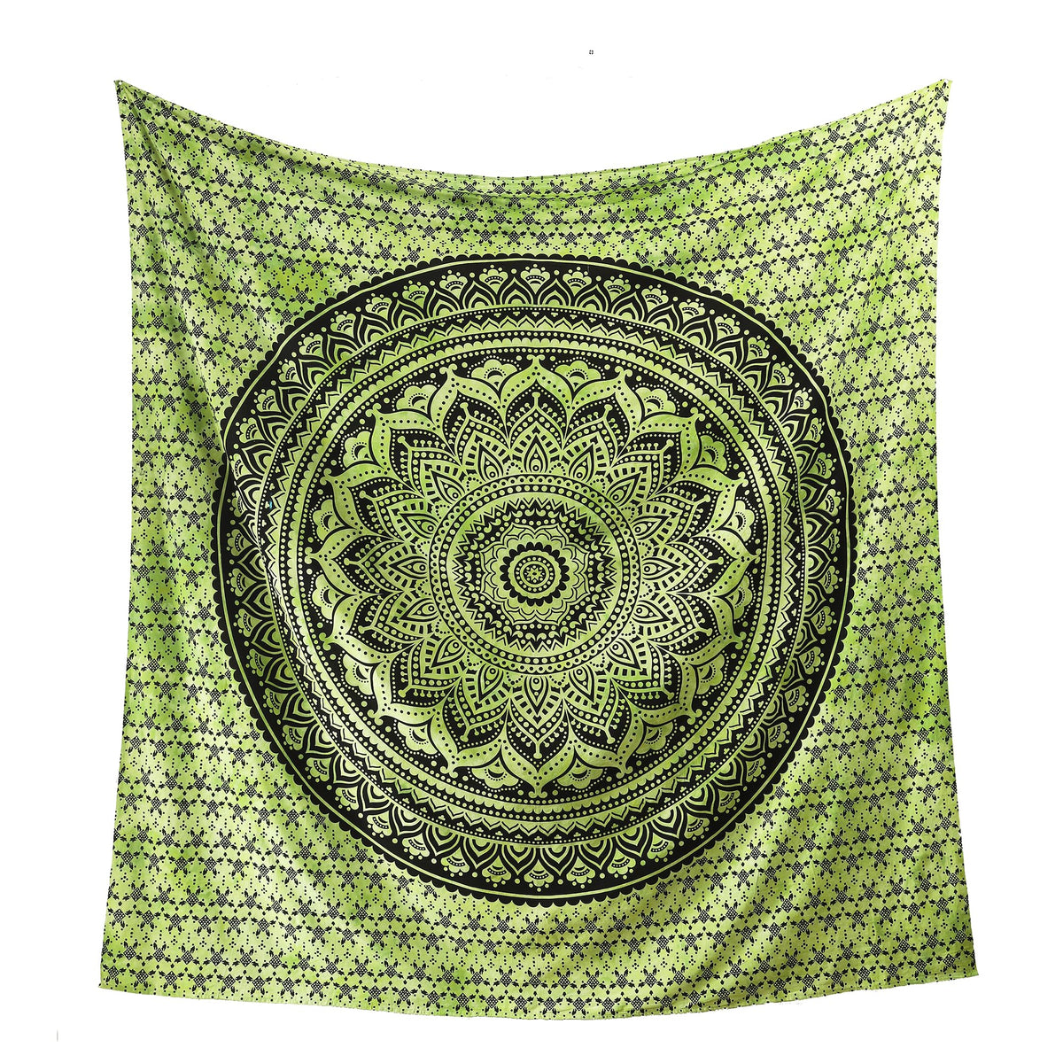 Queen Mandala Hippie Tie dye Psychedelic Ombre Tapestry Wall Hanging (88"L x 81"W / Green Tie Dye)