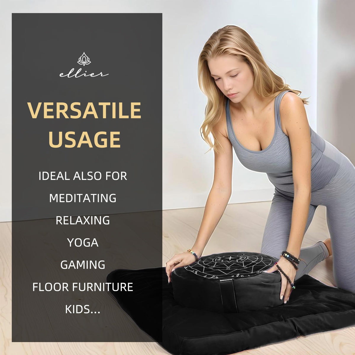 Zafu & Zabuton Meditation Cushion Set (Black)