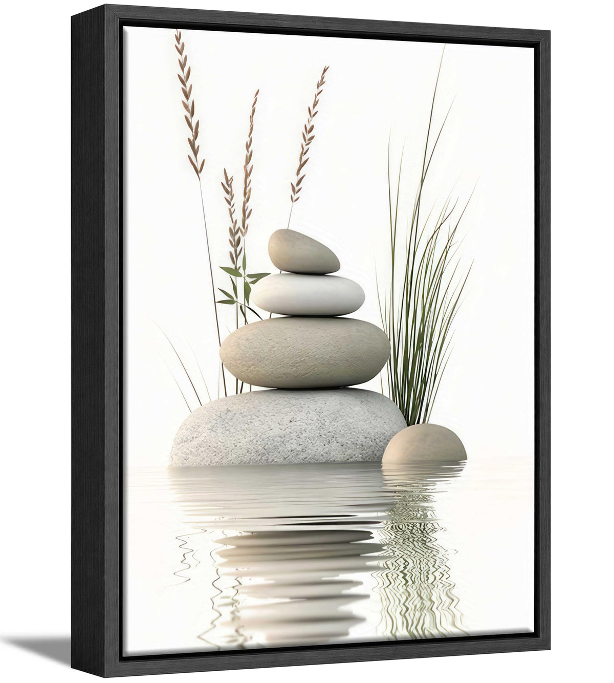 Framed Zen Stone Spa Canvas bathroom Wall Art (Framed Zen / 16"L x 12"W)