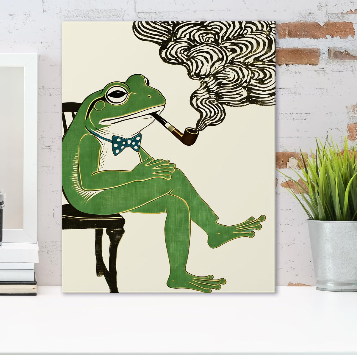 Funny Smoking Frog Wall Art Decor 11x14 Inches (Funny Smoking Frog)