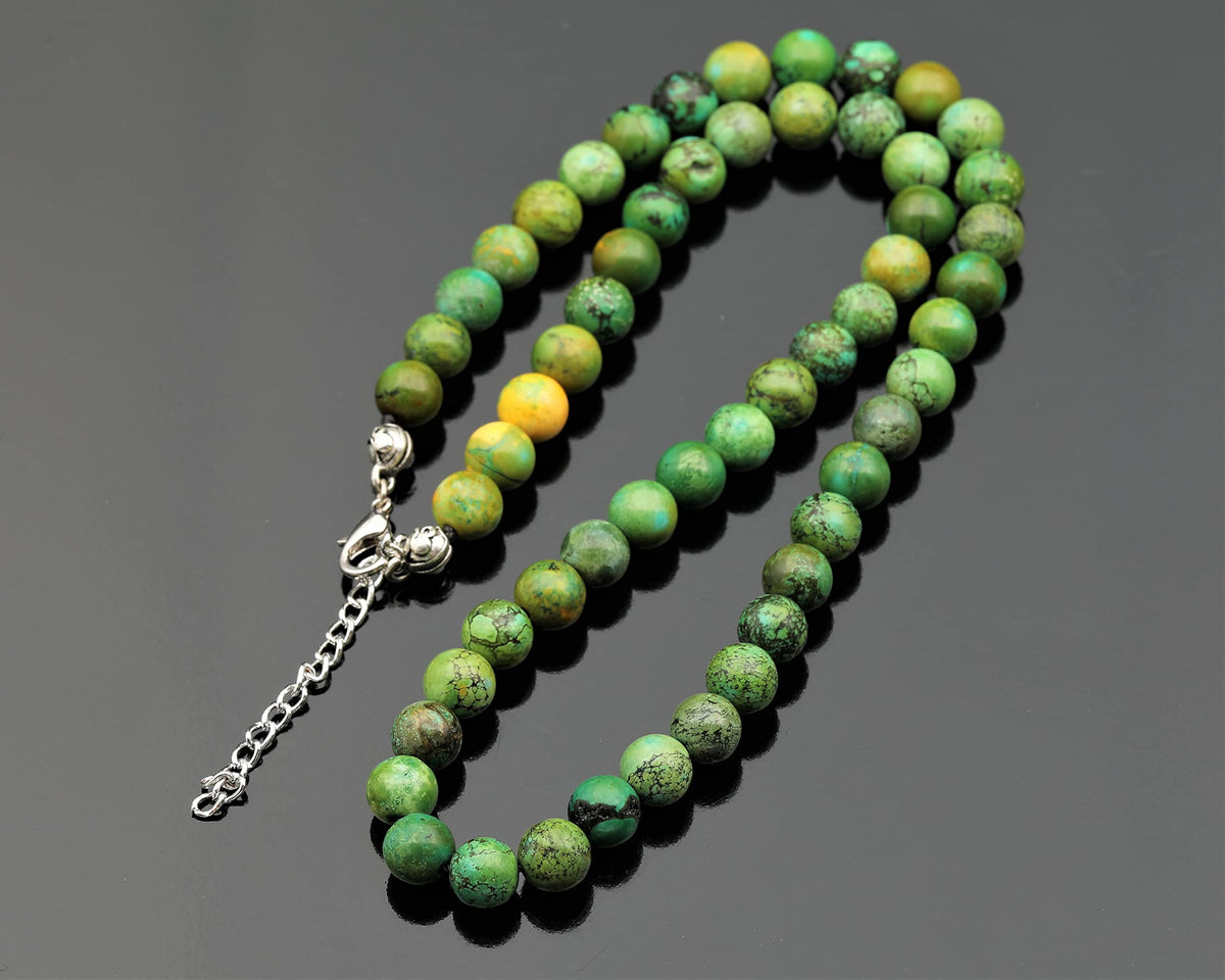 Natural Green Turquoise Beaded Choker Necklace (Green Turquoise / 18 Inches)