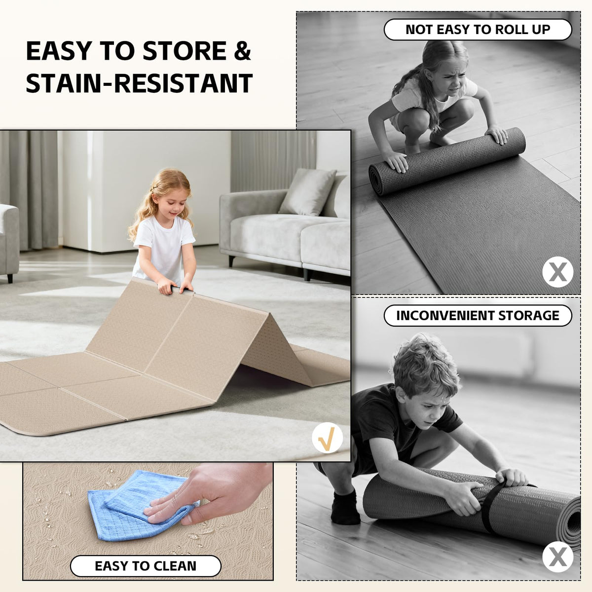 Foldable Yoga Mat (Milk Coffee)
