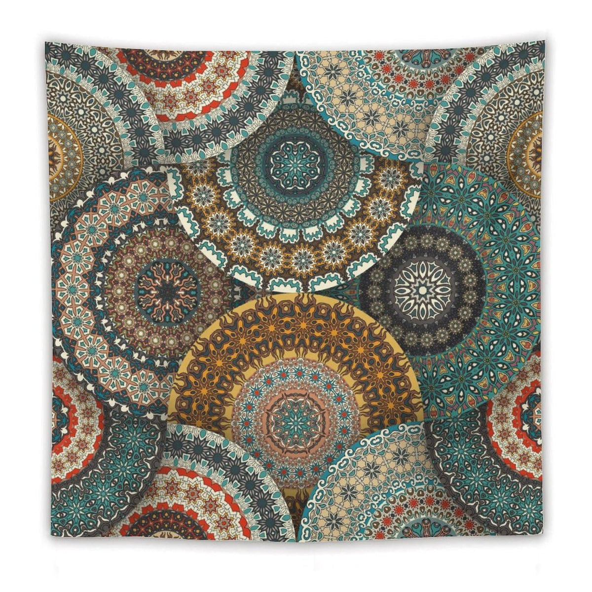 Bohemian Tapestry Wall Hanging Colorful Vintage Floral Mandala Flower Aztec Boho Tapestries Home Decor for Living Room Bedroom Apartment Farmhouse Dorm 60"x60" (60"L x 60"W / Mandala-17)