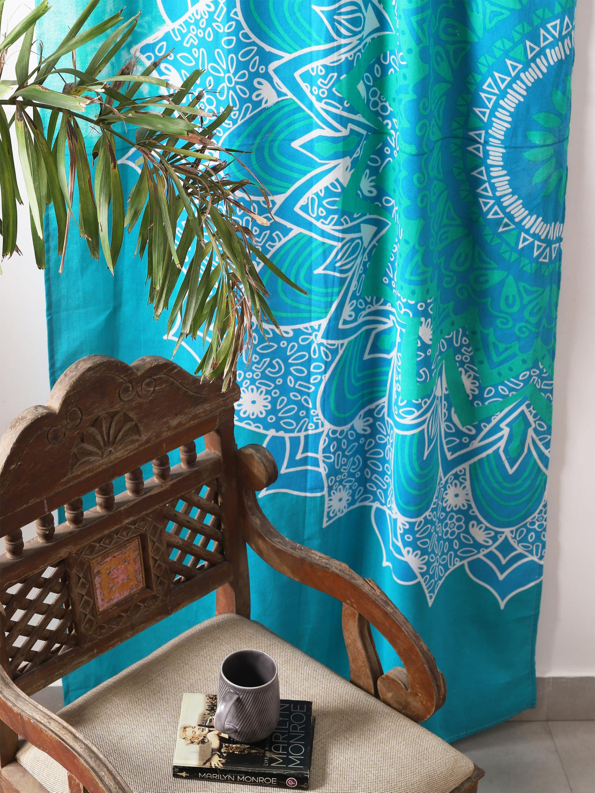 Teal Hippie Mandala Ombre Curtains 83 Inch Length for Living Room Bedroom 2 Panels Set Light Filtering Semi Sheer Window Curtains 76 Inch Width Boho Farmhouse Drapes W76xL83 (83"W x 83"L (Pack of 2) / Teal)