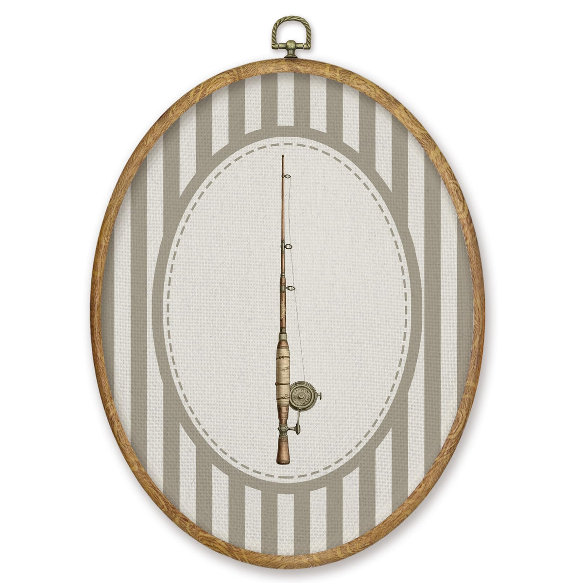 Vintage Fishing Boy Nursery Oval Wall Art Decor (Color037)