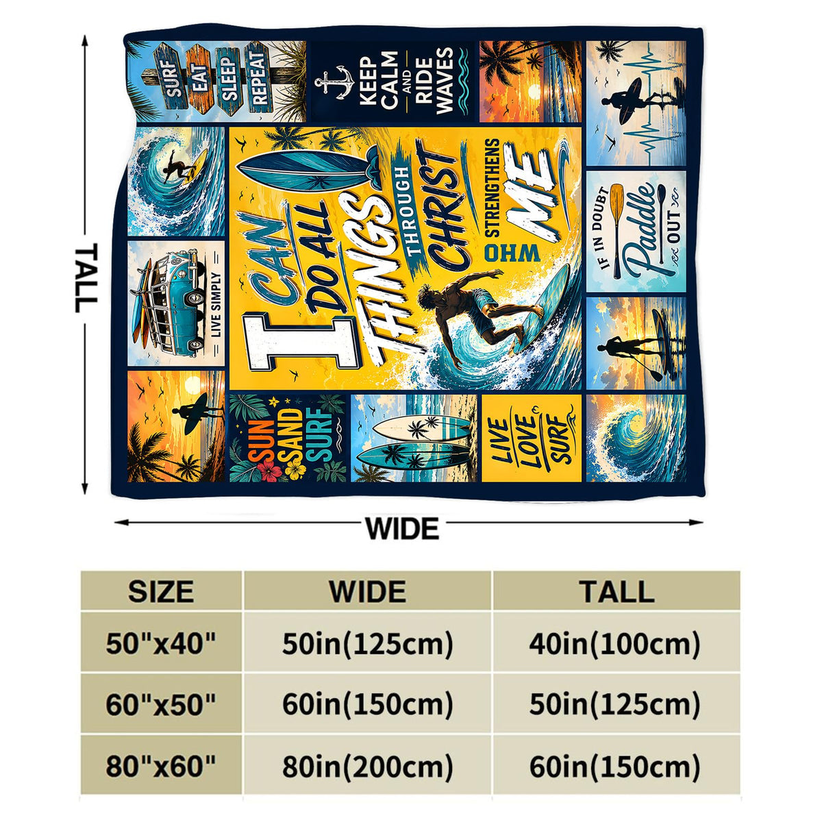 Surfing Throw Blanket (60"x80" / Surfing)