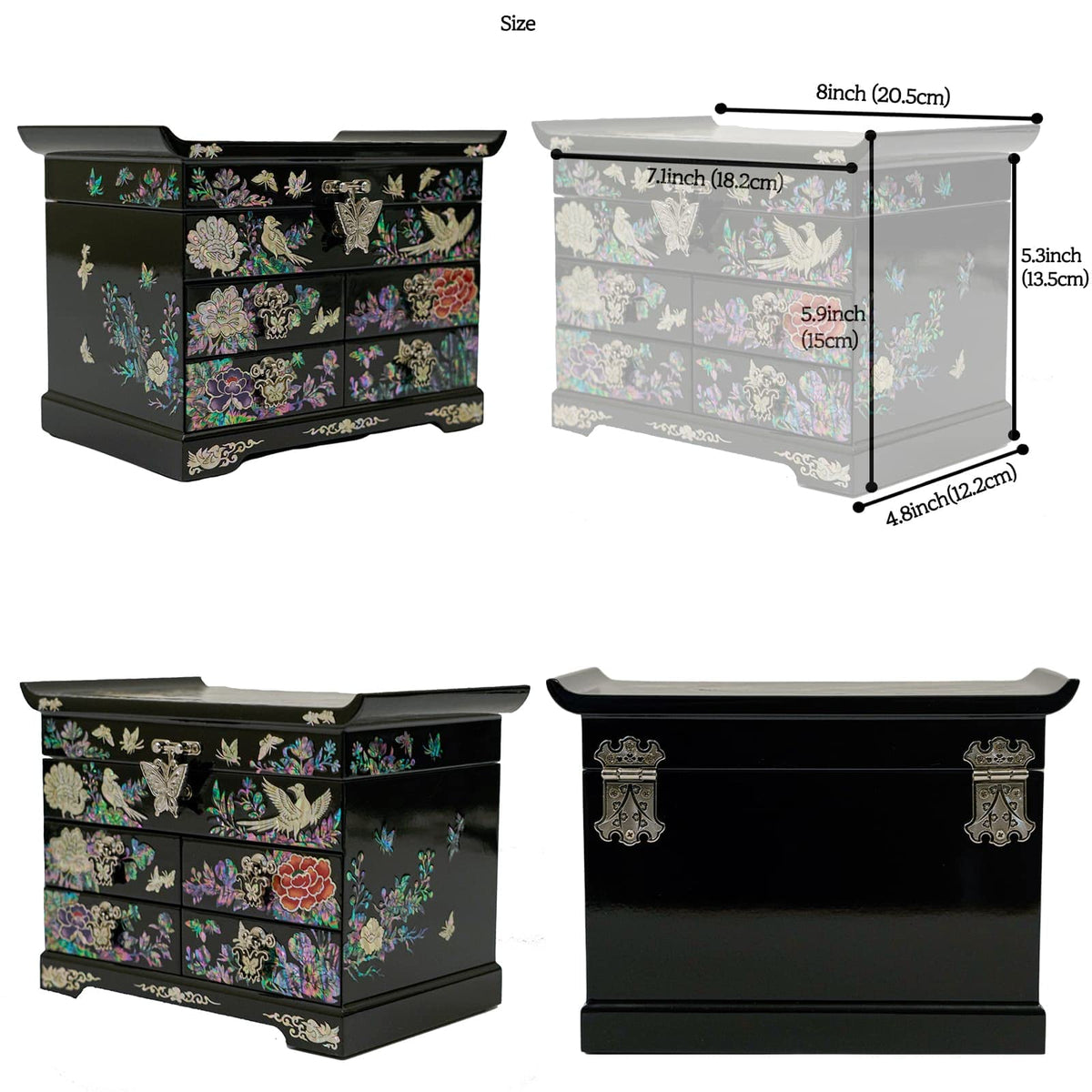 Mother of Pearl Wooden Jewelry Organizer Box (Peacock)
