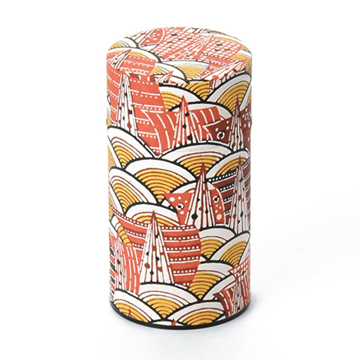 Japanese Pokkan Matcha Coffee Spice Tea Tin Canister Washi Paper Storage with Lid 7.05 oz Capacity (Modern Seigaiha)