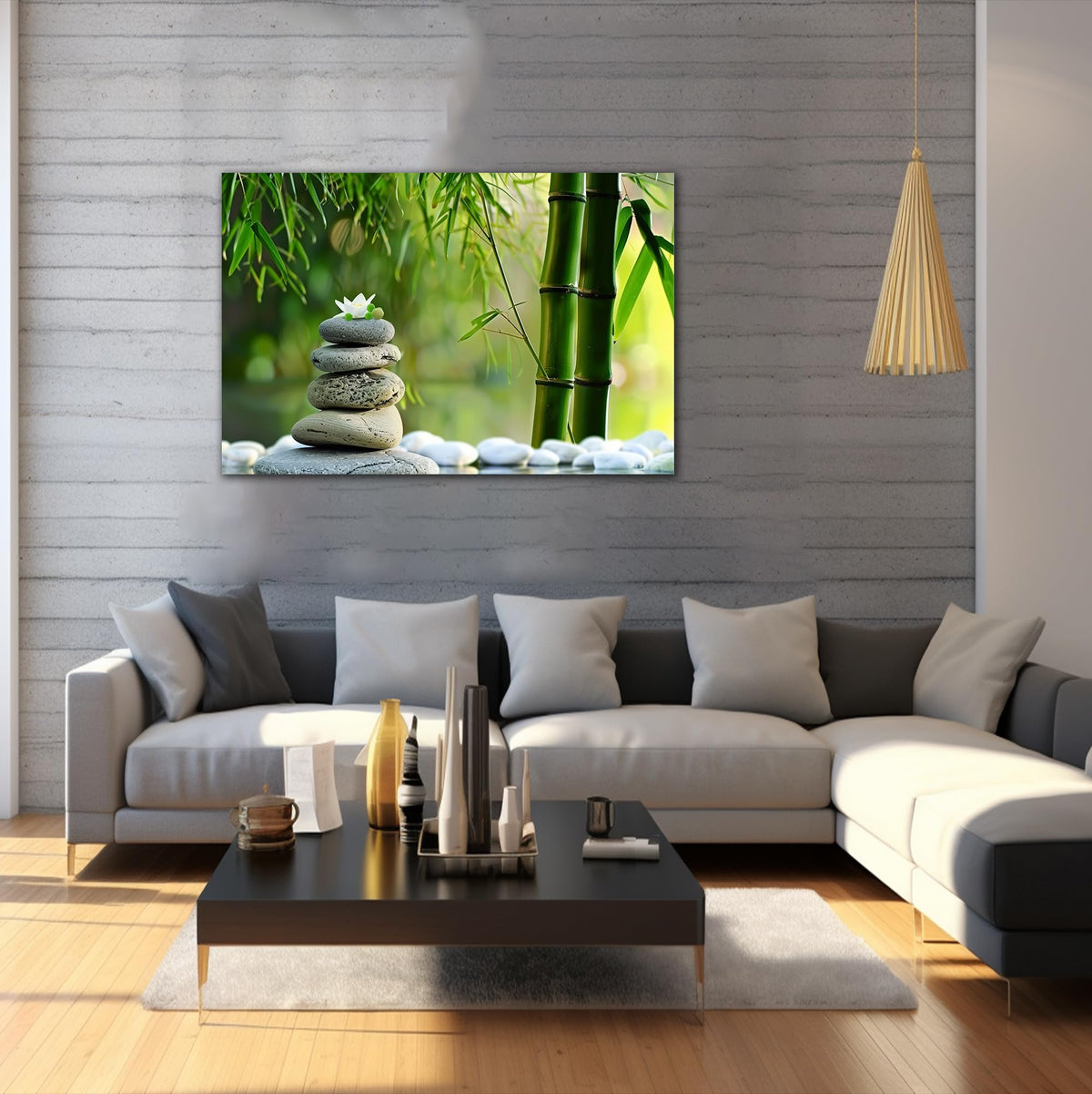 Zen Wall Art Zen Stone Canvas Art Prints for Meditation Office Decor (Zen Stones Canvas Frame-12 / 48"L x 32"W)