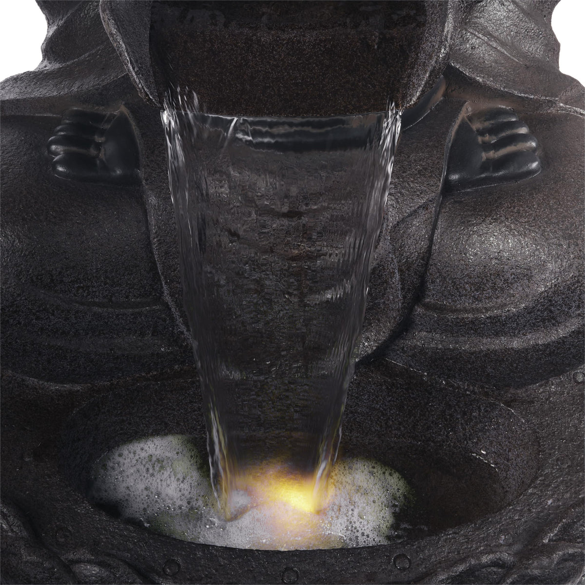 WIN1170 53" Outdoor Floor Calming Buddha Statue Waterfall Fountain (Gray)