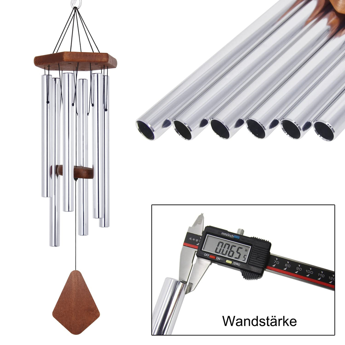 Memorial Wind Chimes for Outside 30 inch Silver Sympathy Gift Decor Chime (30" / Silver)