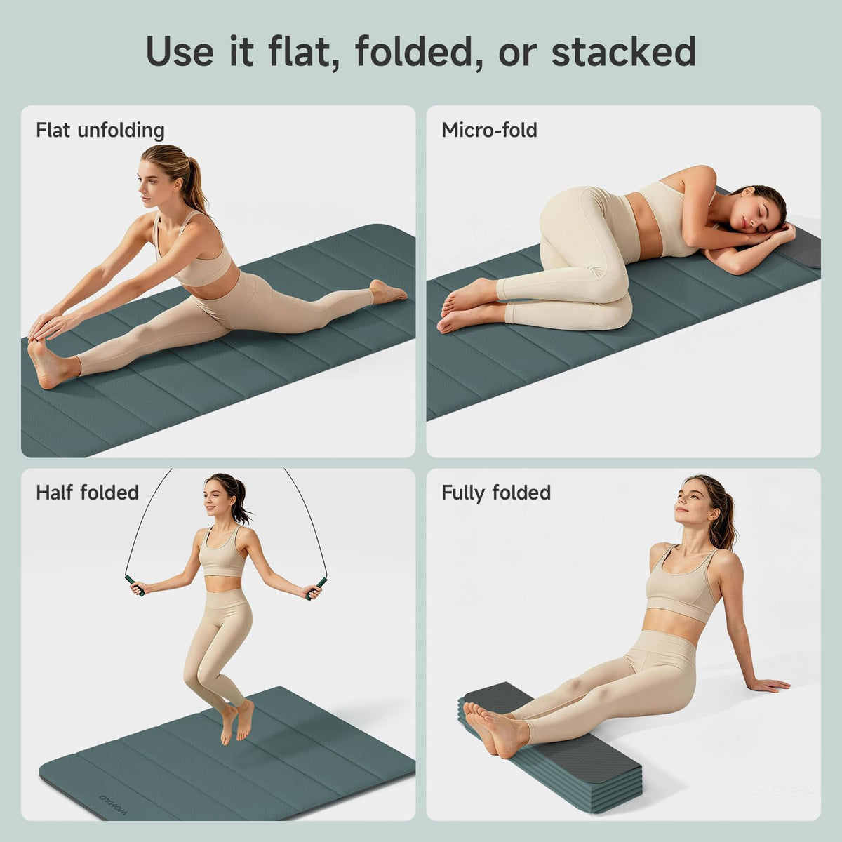 12F Foldable Yoga Mat 192 * 67 * 1 (Dark green+Dark grey)