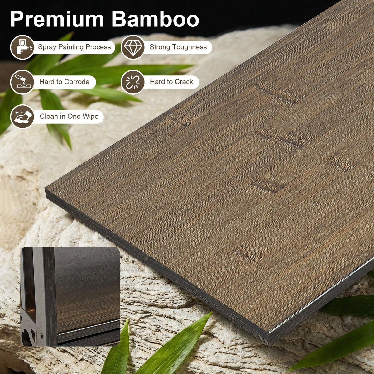 Low 3 Tier Meditation Table with Drawer (Walnut Color / 27.2”W)