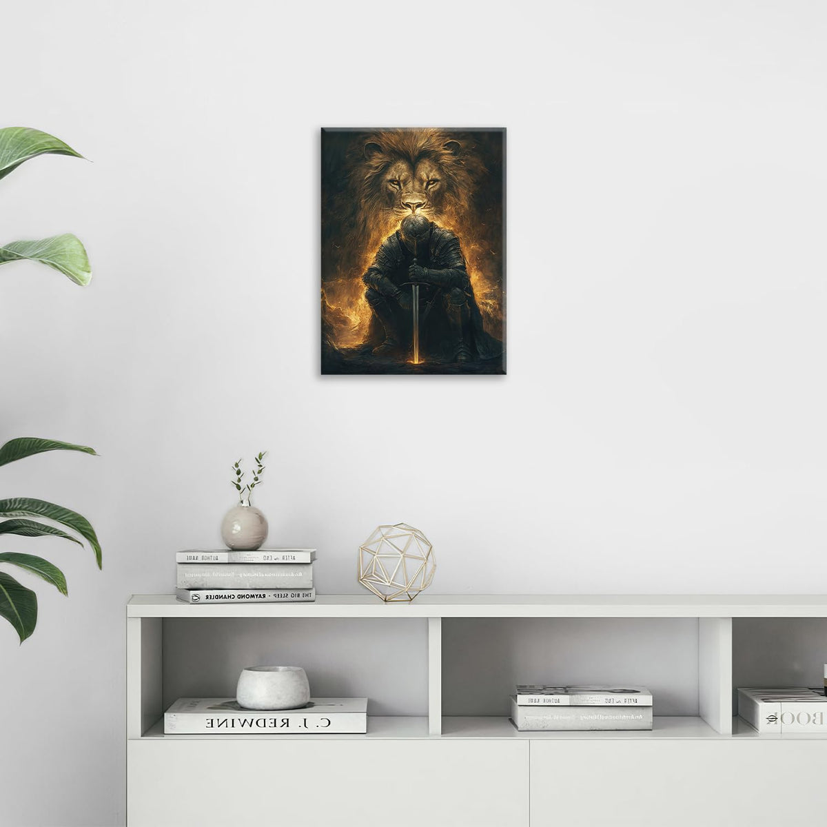 Lion of Judah Canvas Wall Art Warrior Knight Modern ArtWork 16" x 24" (Lion of Judah / 24"L x 16"W)