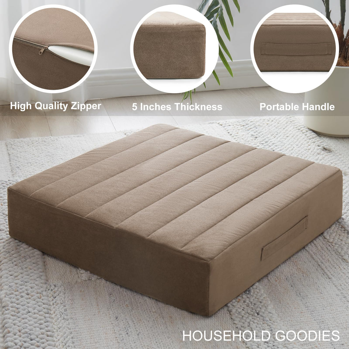 2 Pcs High Density Foam Floor Pillow (Coffee / 2 Counts)