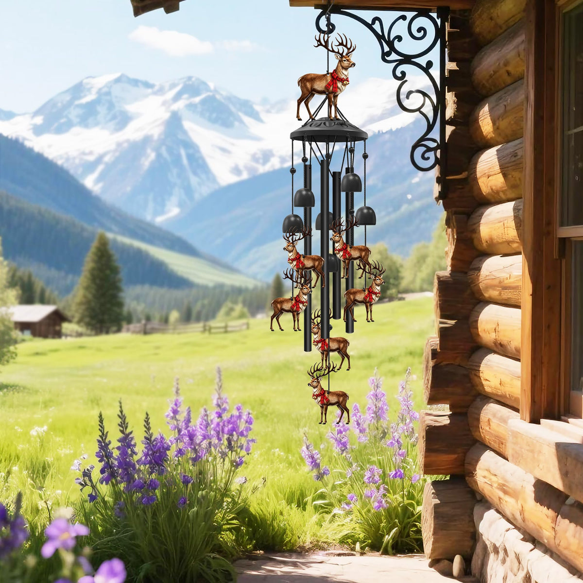 Christmas Deer Wind Chimes for Outside