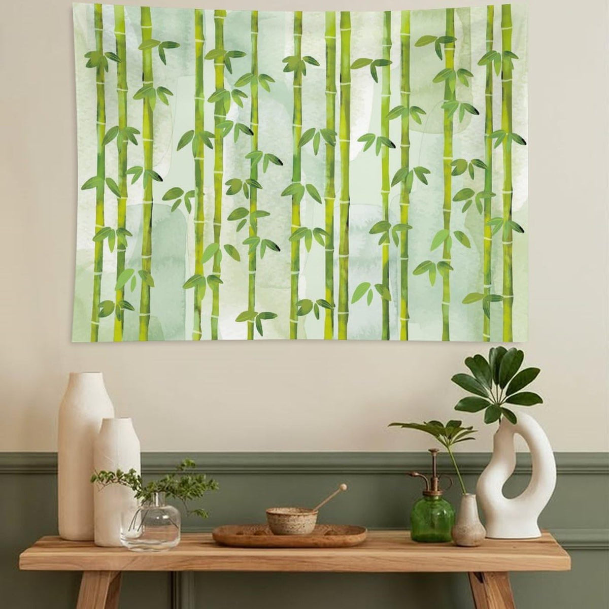 Bamboo Print Tapestry Wall Hanging Chinese Bamboo Leaves Tree Nature Woods Stems Tapestries Home Decor for Living Room Bedroom Apartment Farmhouse Dorm 50"x60" (50"L x 60"W / Bamboo-7)