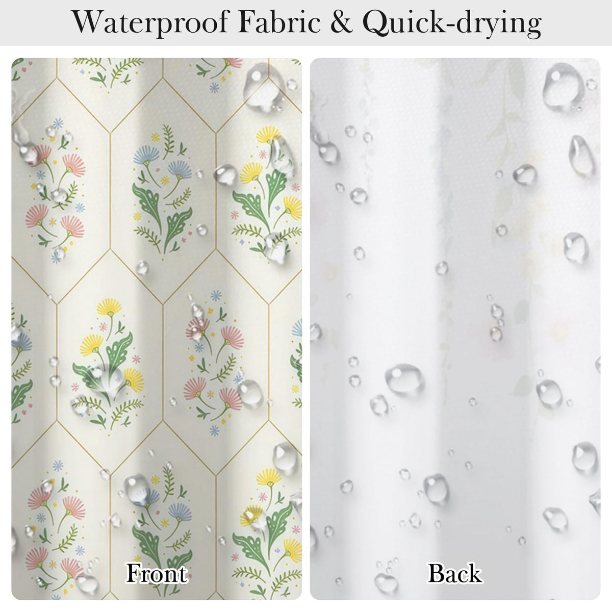 Floral Geometric Shower Curtain with Hooks (Colorful Floral / 72"W x 72"L (Pack of 1))