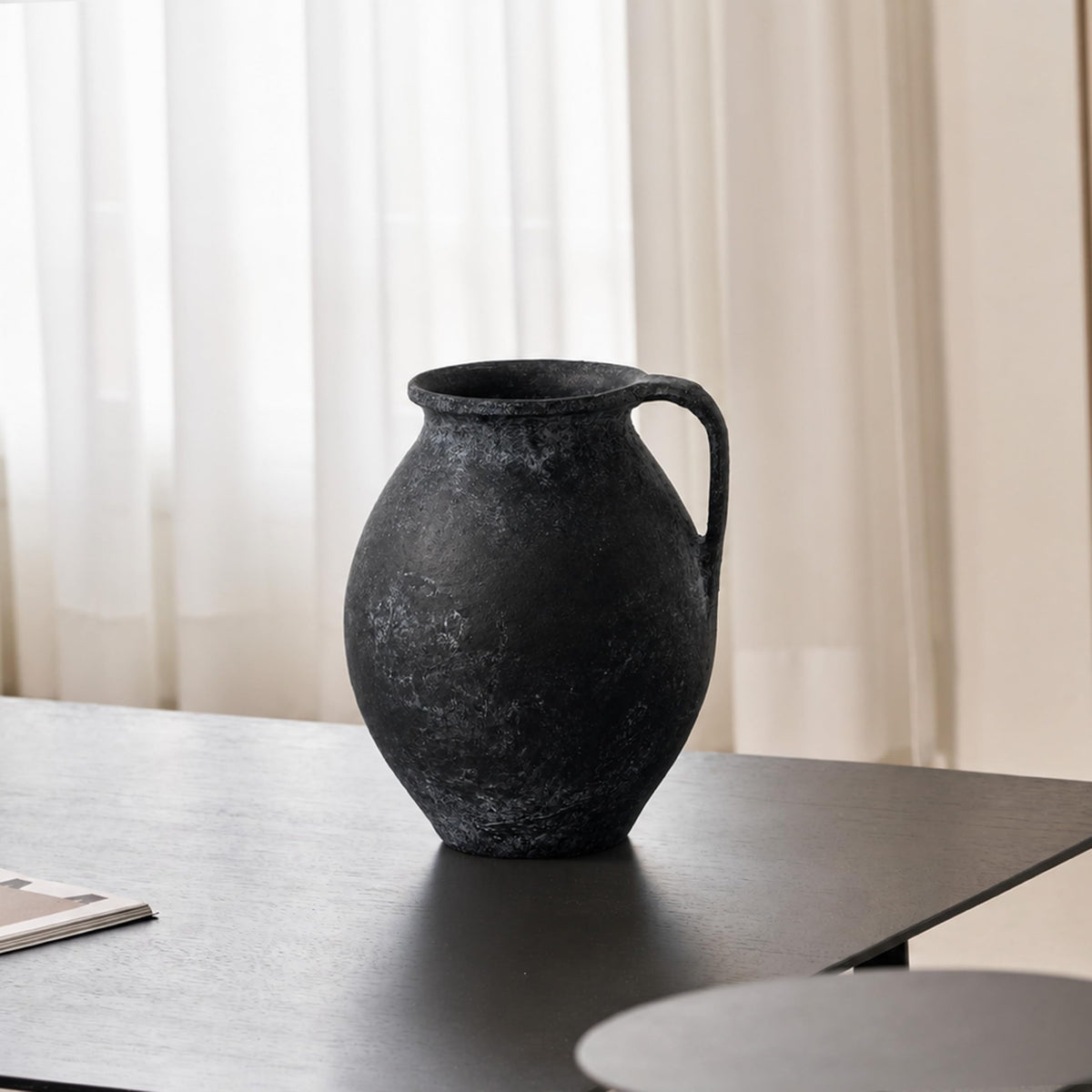 Black Ceramic Large Vase (F - Black 11.2")