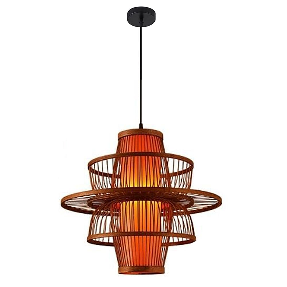 Red Tower Shape Chandelier Lamp Wooden Ceiling Pendant Light (50*45cm)