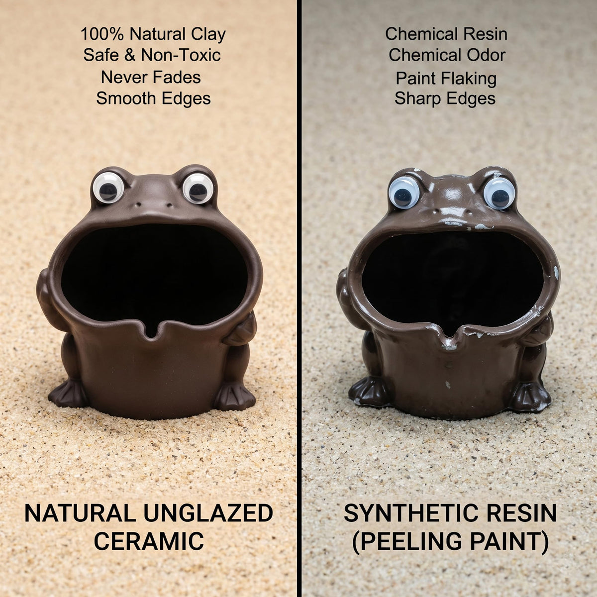 Premium Zisha Frog Aquarium Cave (Matte Dark Cocoa)