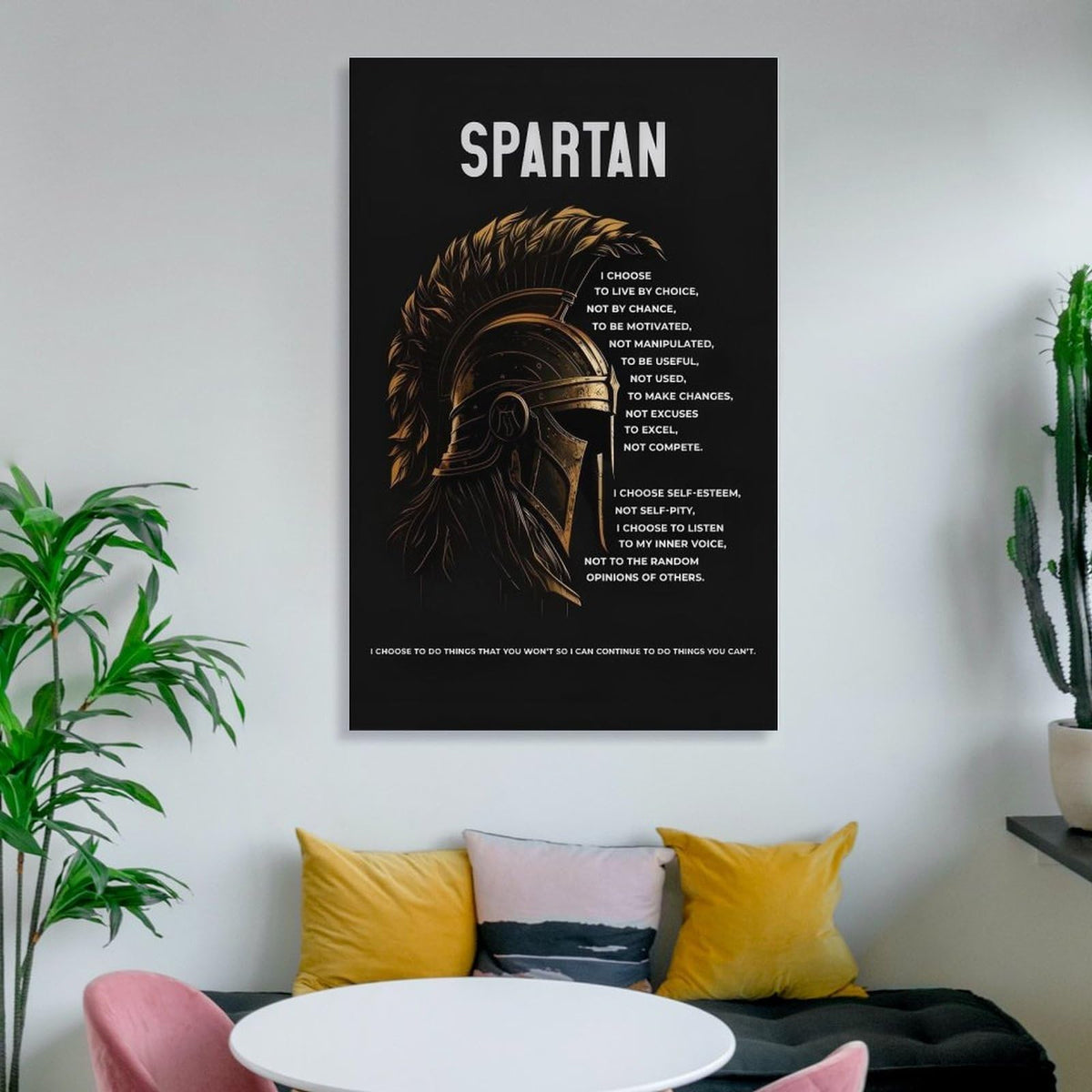Spartan Quote Motivational Room Aesthetic Canvas Printing Wall Art Prints Wall Decor Posters Black Gold Warrior Helmet Philosophy Modern Home Bedroom Office Gym Decoration 16x24inch (style-18 / 16x24inch(40x60cm) Unframe)
