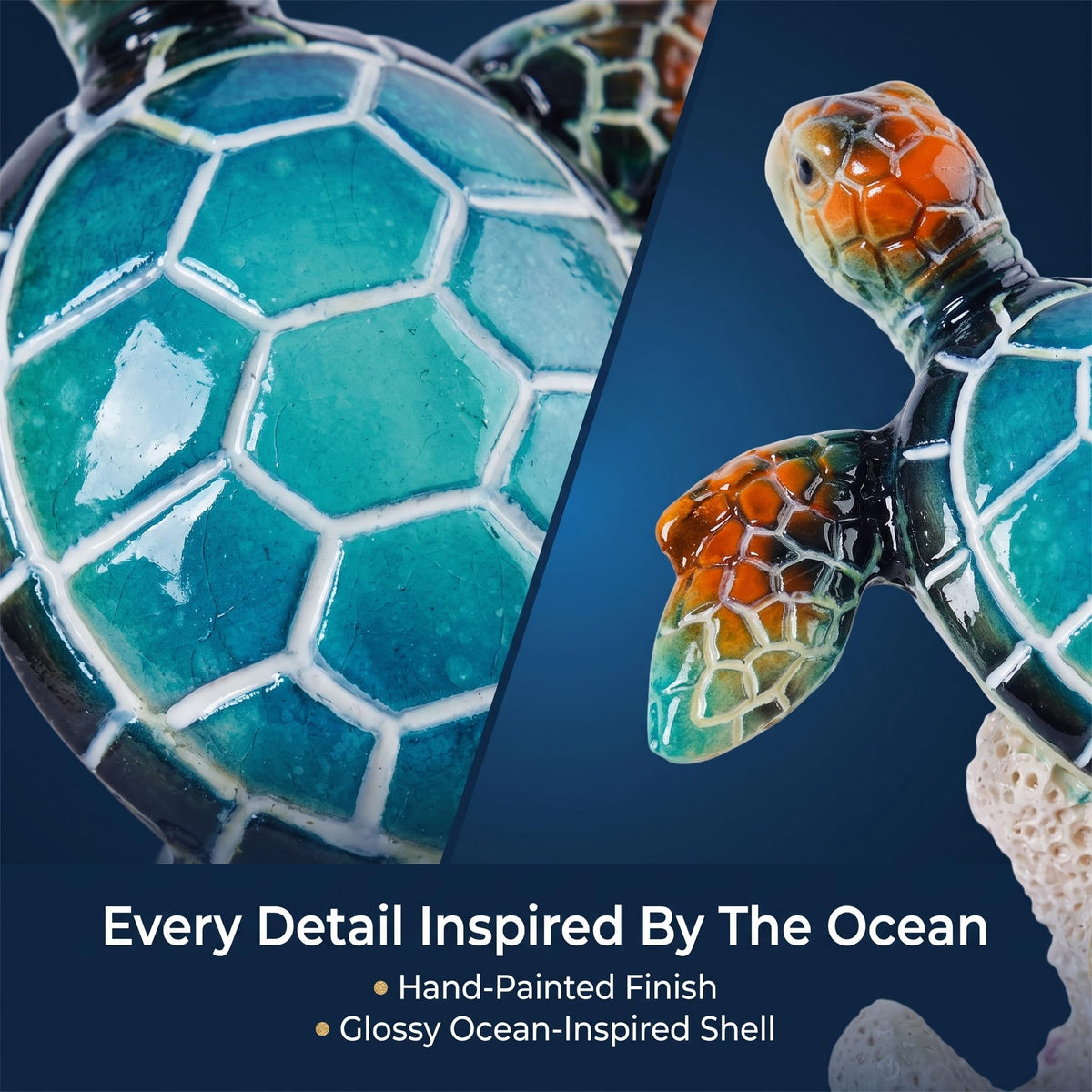 Turtle Ornament Sea Turtle Decor Statue (Blue D)