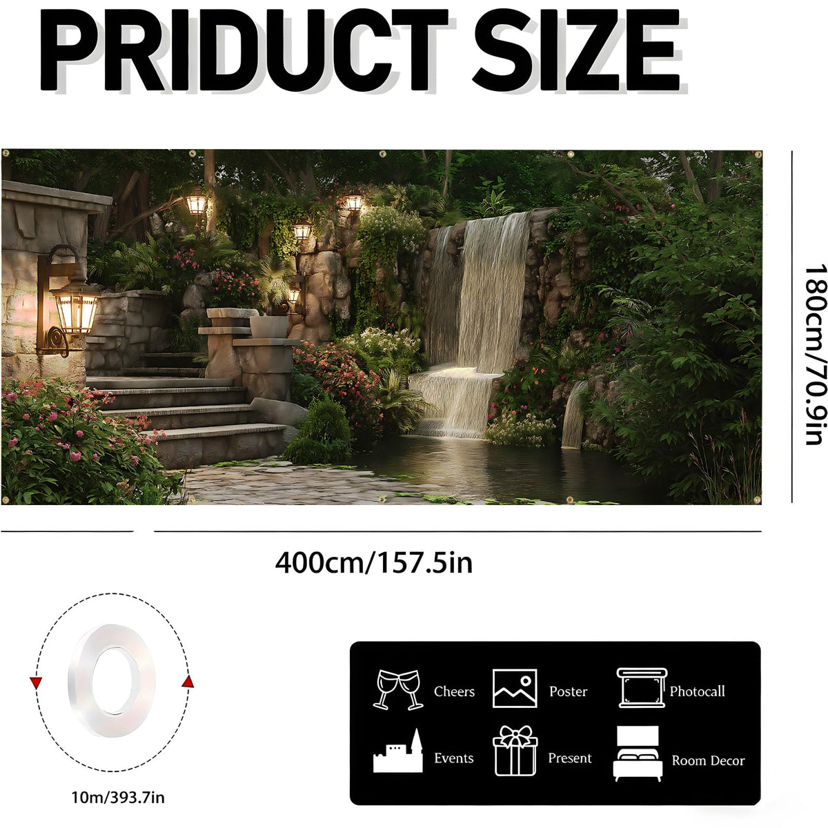 Garage Door Banner Cover (Garden Waterfall)