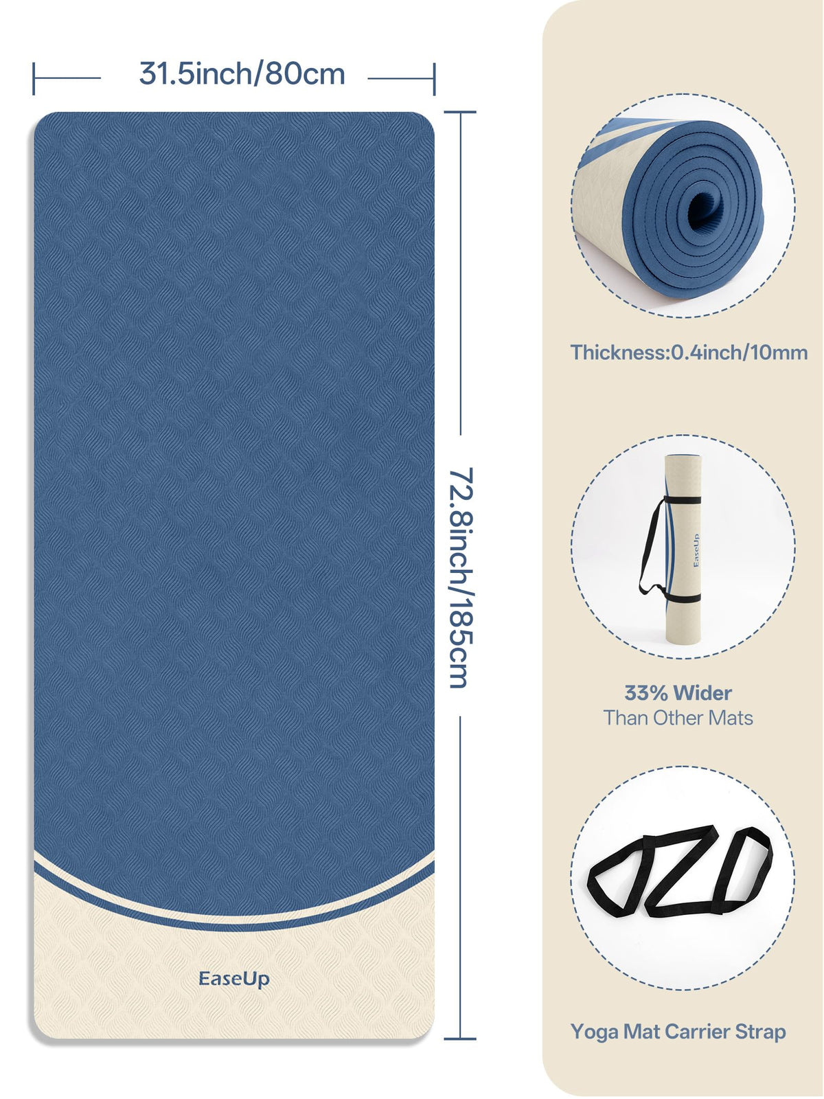 10mm Thick Yoga Mat (Blue)