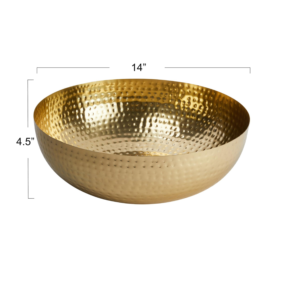 Round Hammered Metal Serving and Mixing Bowl (Gold Finish)