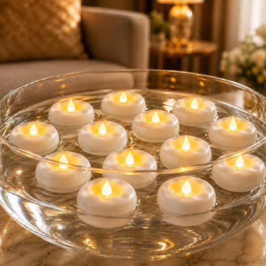 24 Pack 2.3” Flameless LED Floating Candles (24PK White Floating Candles)
