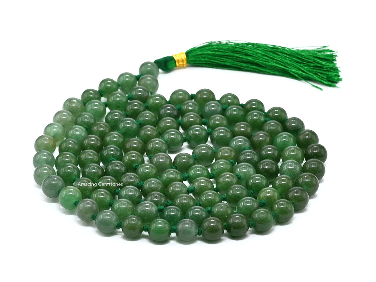 Green Aventurine Buddhist Prayer Beads Japa Mala with 108 Meditation Beads (Hand Knotted / Green Aventurine)