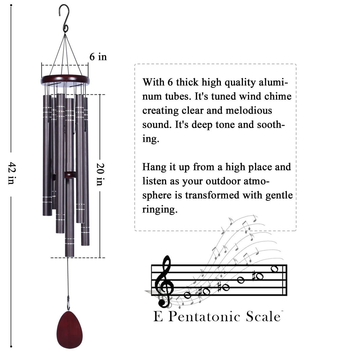 Large Wind Chimes Outside Deep Tone
