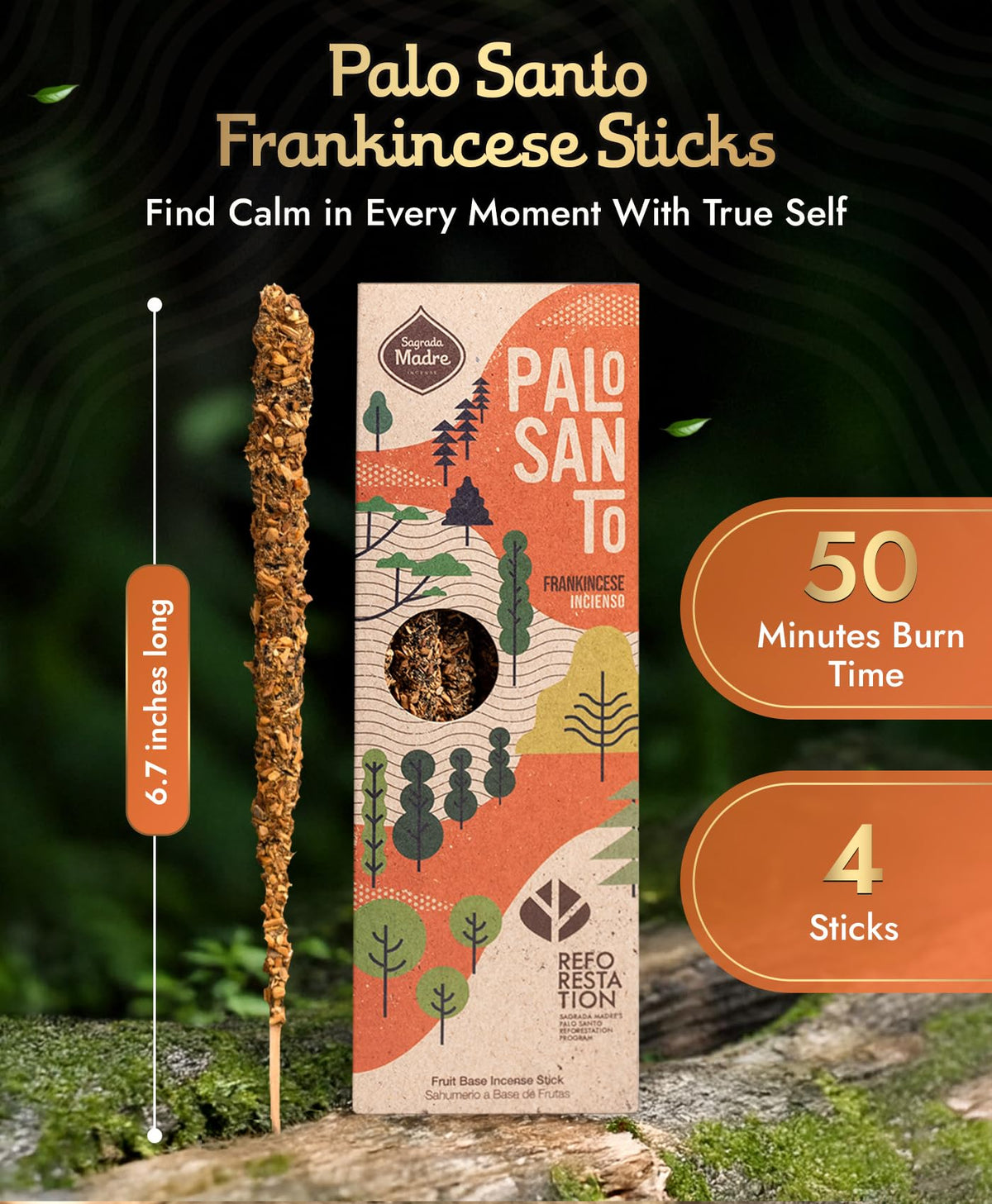 4pcs Wildly Harvested Palo Santo Incense Sticks