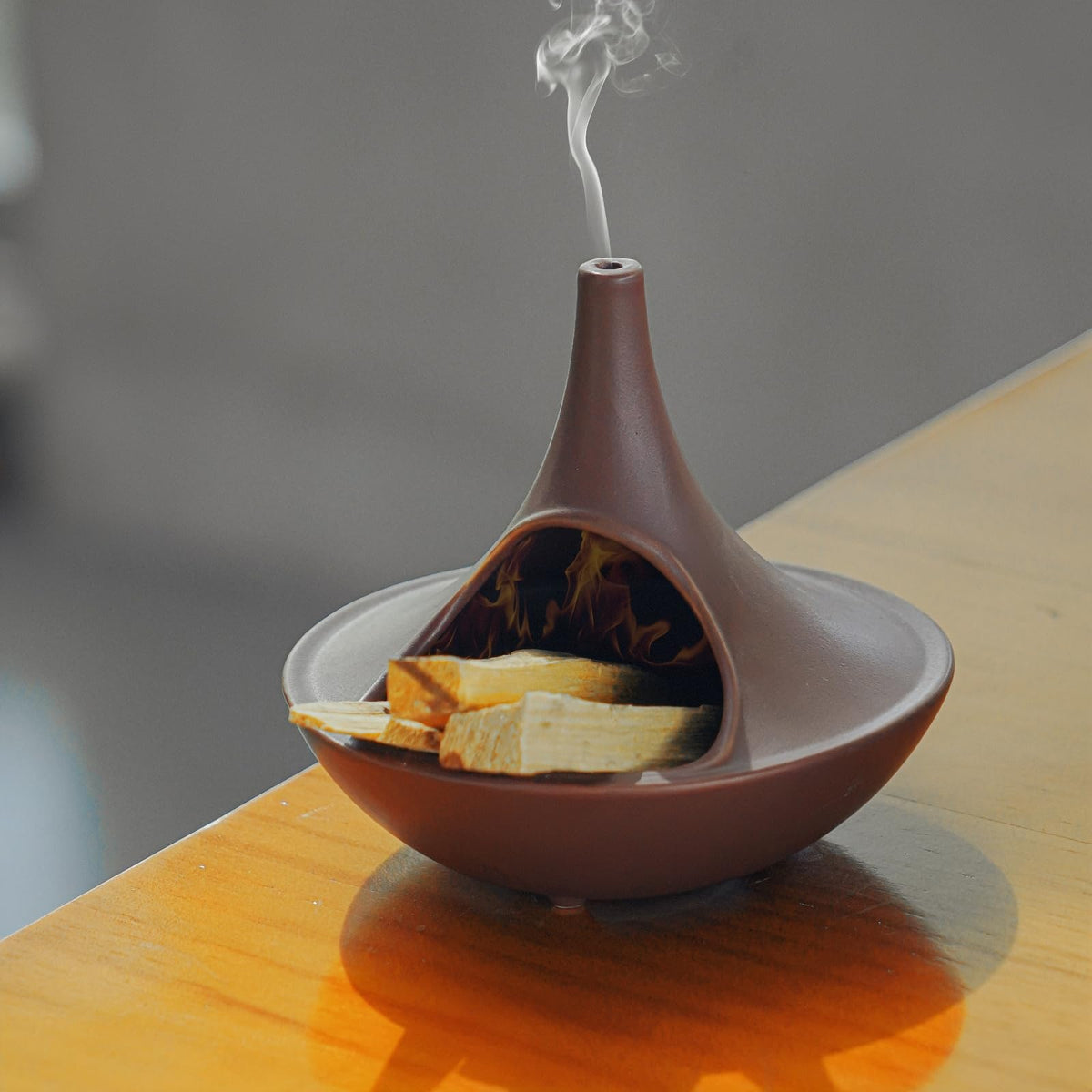 3 in 1 Incense Holder for Palo Santo Sticks Sage Bundles Cone Incense (Chimney Red)