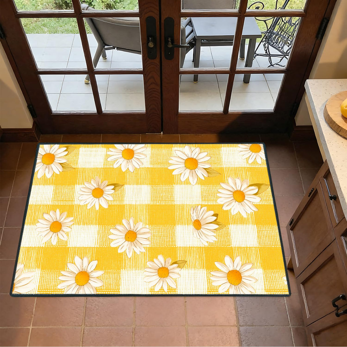 2x3FT Yellow Gingham Daisy Area Rug (#7 / 2' x 3' (Rectangular))