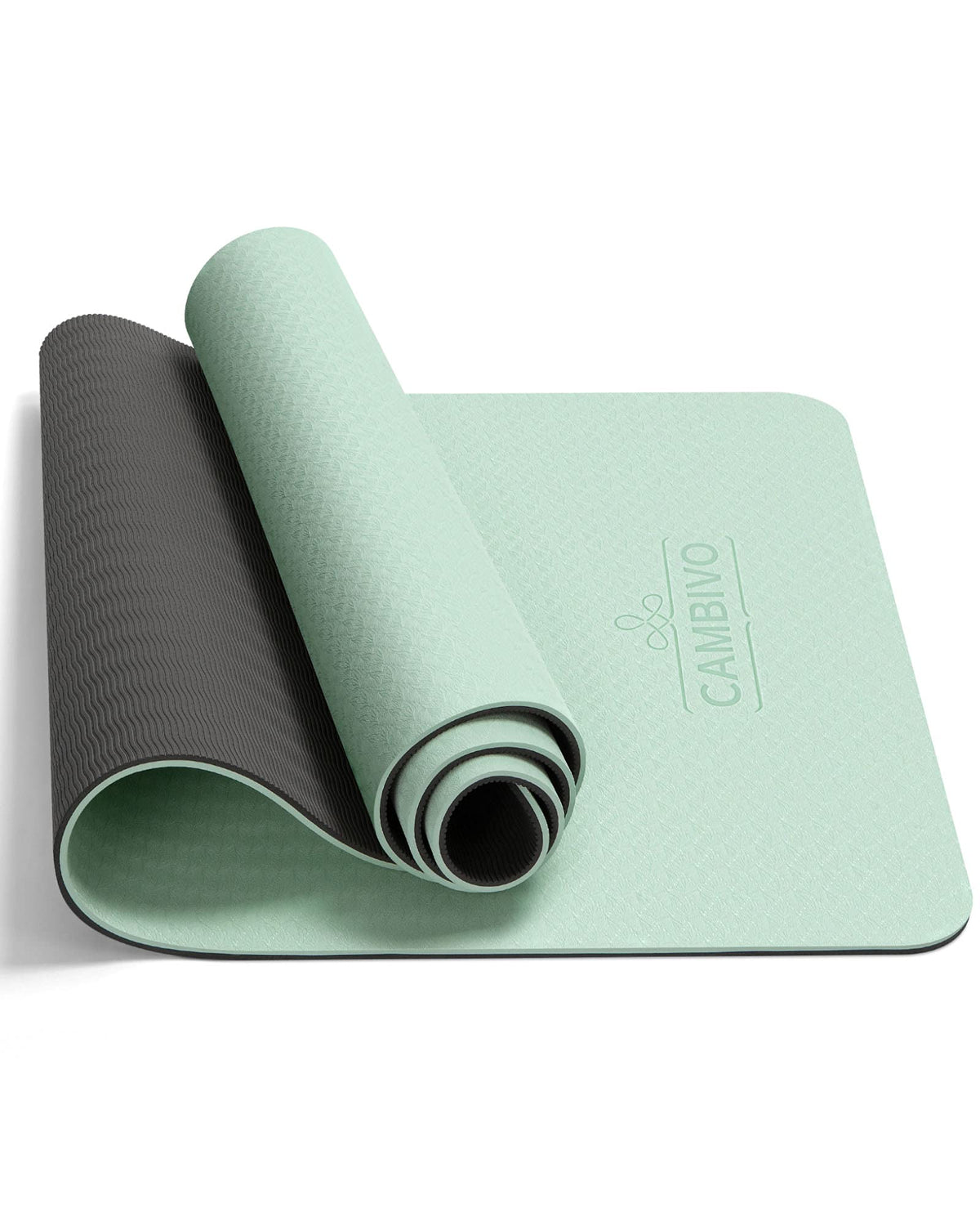TPE Yoga Mat Non (Mint Green+Gray / 72*24*0.31 inch)