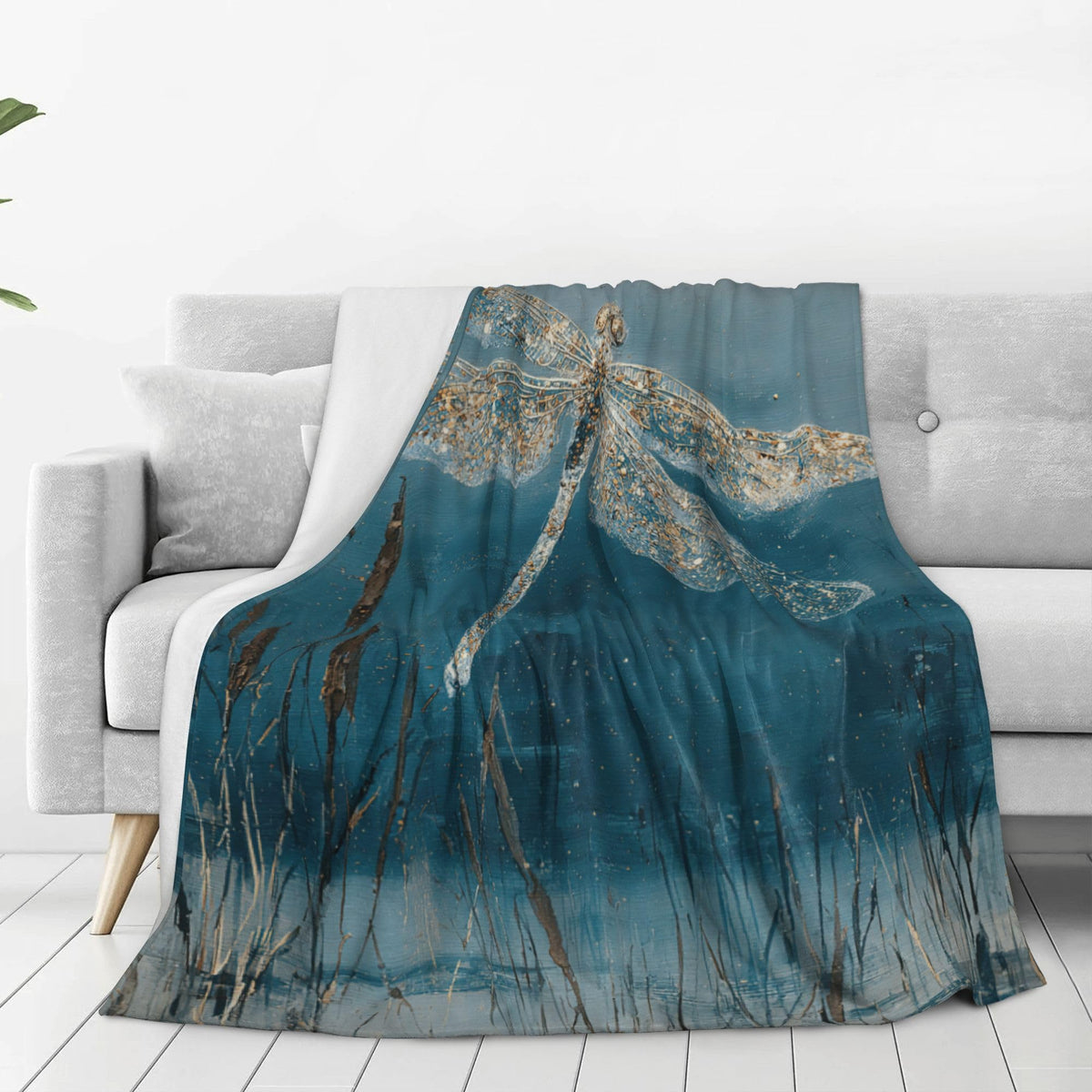 Dragonfly Fleece Throw Blanket Animal Dragonflies Gifts Room Decor 60"x80" (Dragonfly / 60"X80")