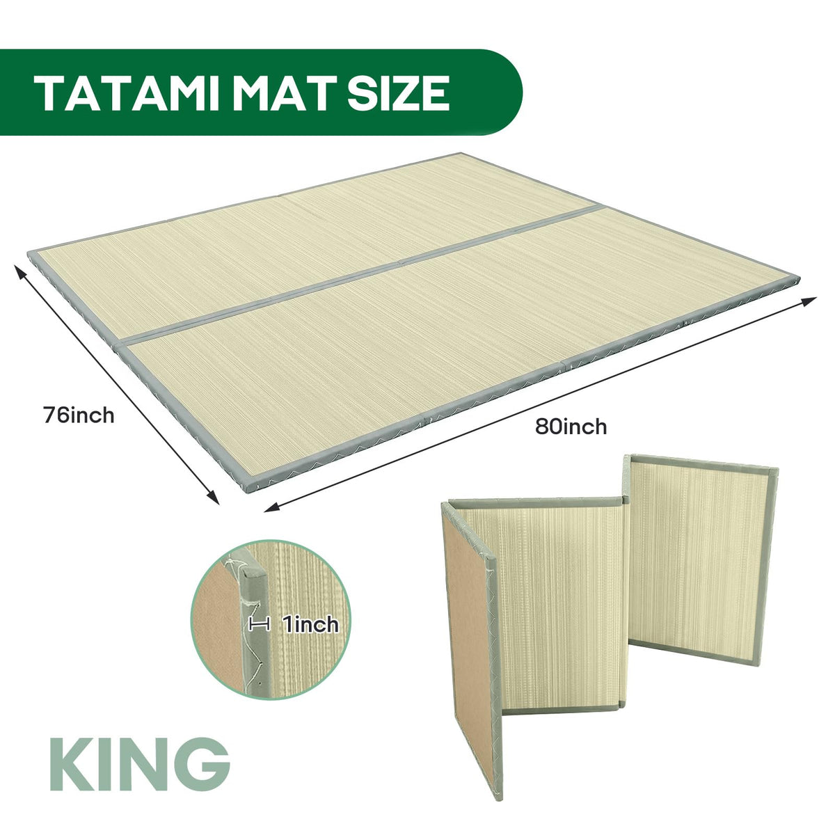 Japanese Tatami Mat (Green / King)