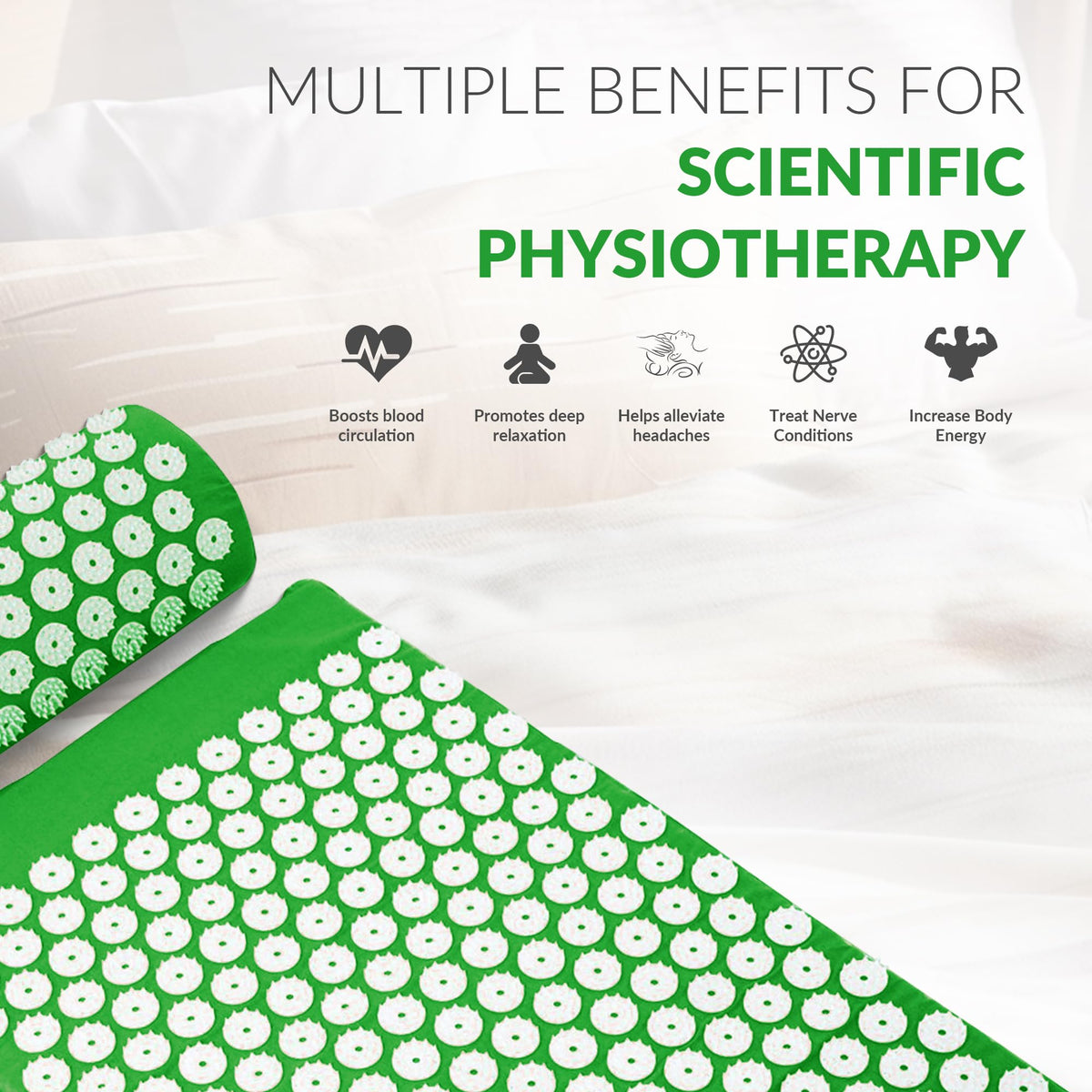 Acupressure Mat and Pillow Set for Back (Forest Green)