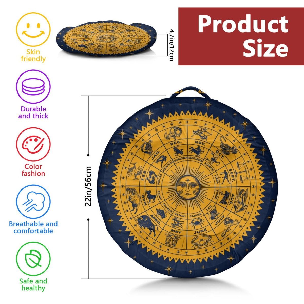 Meditation Cushion (Astrology / Round)