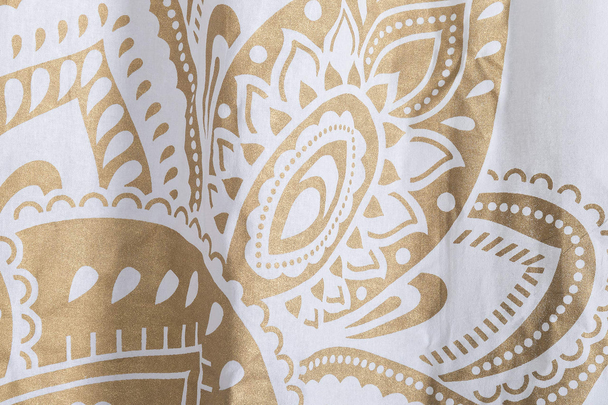 Indian Hippie Bohemian Beautiful Passion Ombre Color Mandala Curtain Panels White Gold (38"W x 83"L (Pack of 2) / White Gold_f)
