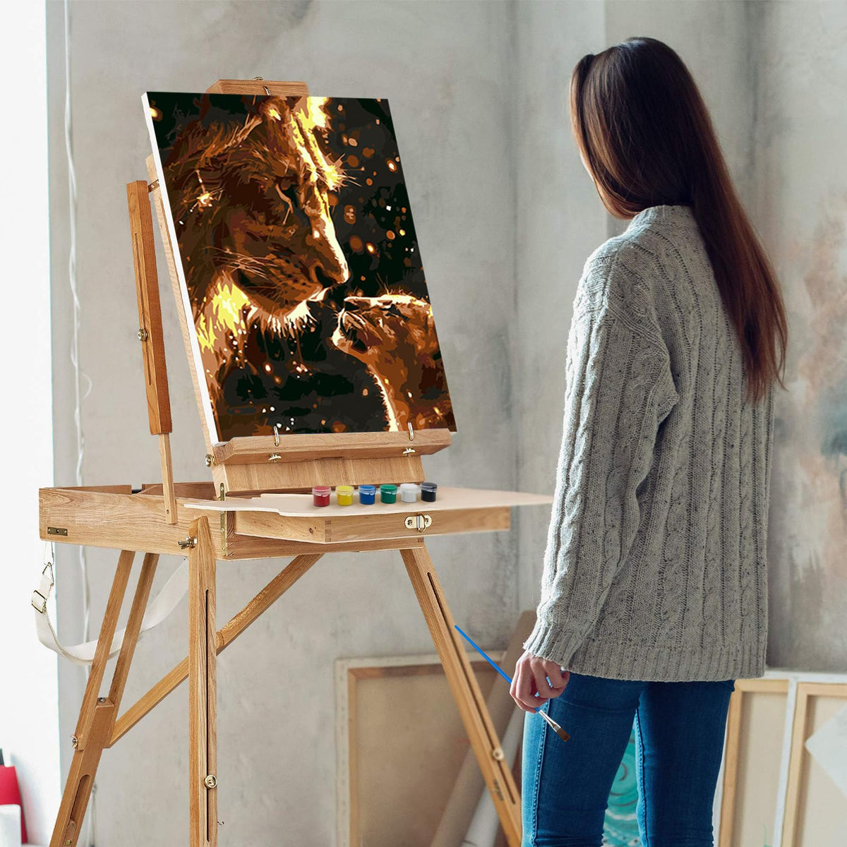 Lion Paint by Numbers Kit for Adults Beginner