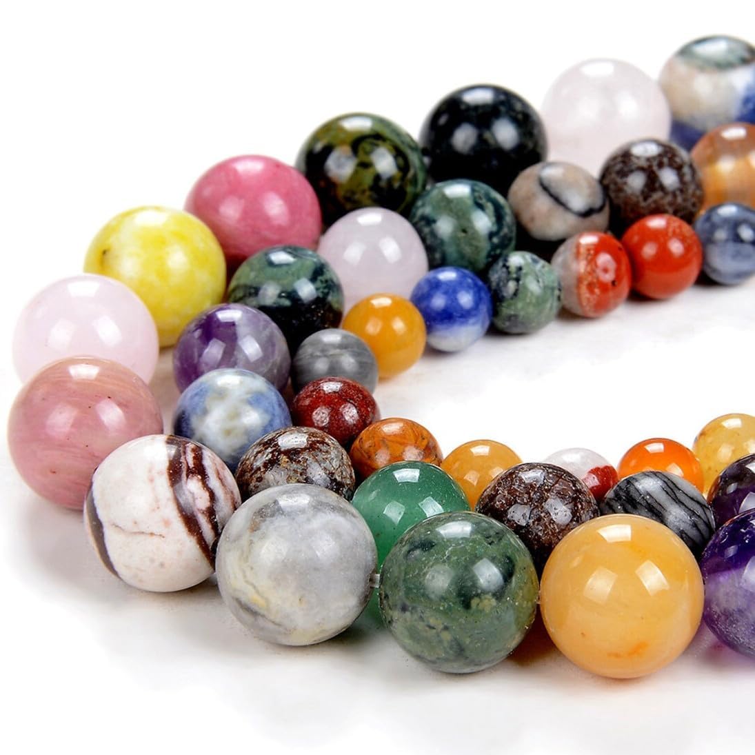 Natural Gemstone Beads for Jewelry Making 12 MM Mixed Assorted Colorful Gemstones Loose Stone Beads (Mixed / 12MM, 30-33pcs)