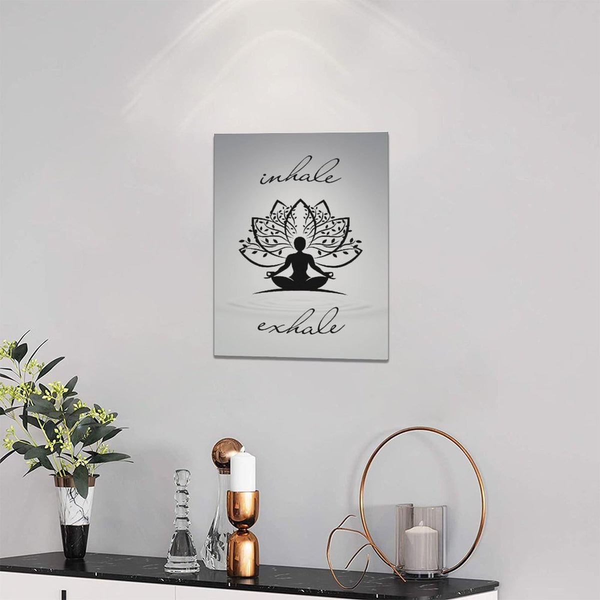 Inhale Exhale Wall Art Yoga Zen Meditation Pictures Decor Canvas Painting Print Modern Artwork Decorations Framed for Bathroom Living Room Bedroom 12 x 16 inch (16"L x 12"W / Inhale)