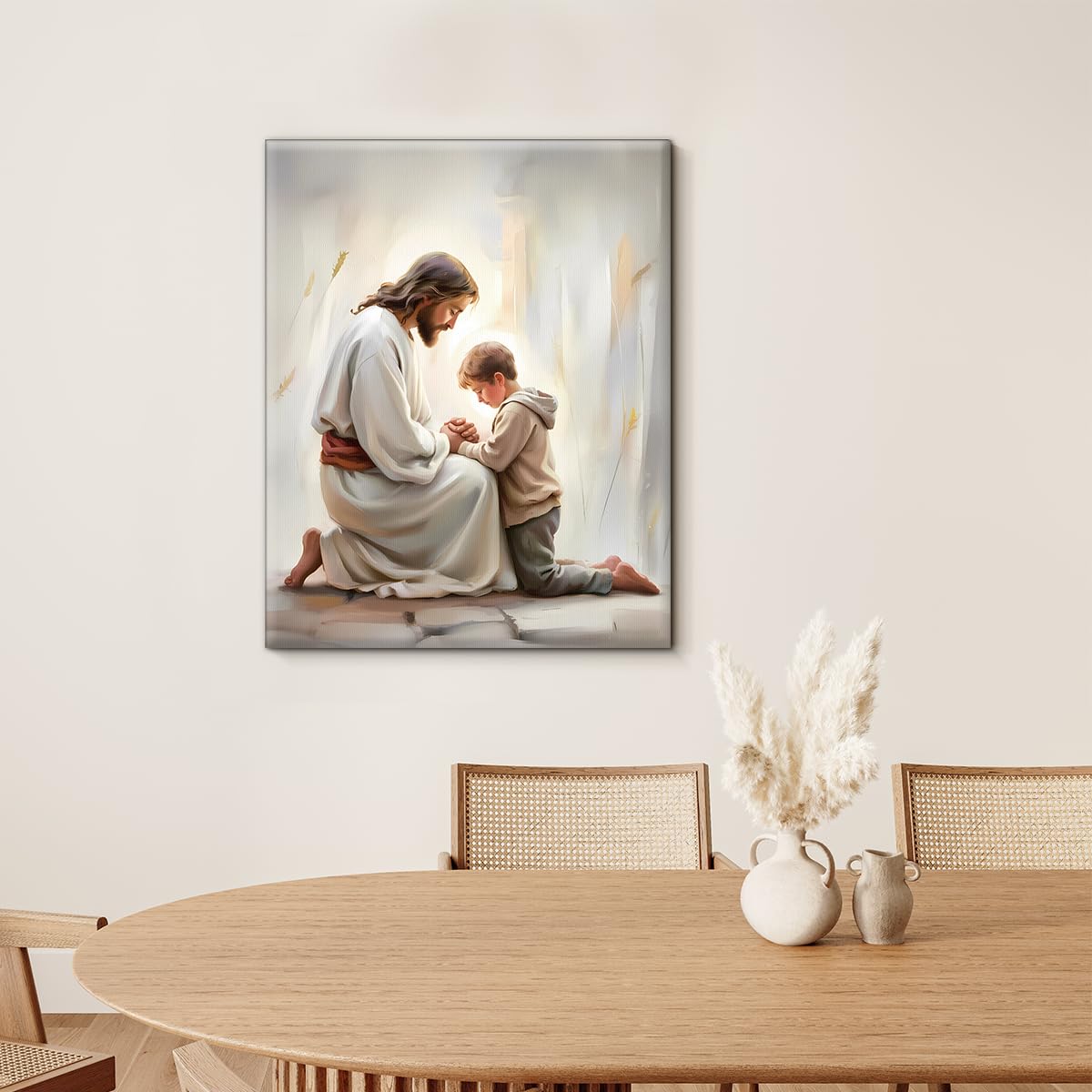 Christian Jesus and Little Boy Wall Art Religious Jesus and Kids Wall Decor (Jesus and Little Boy)