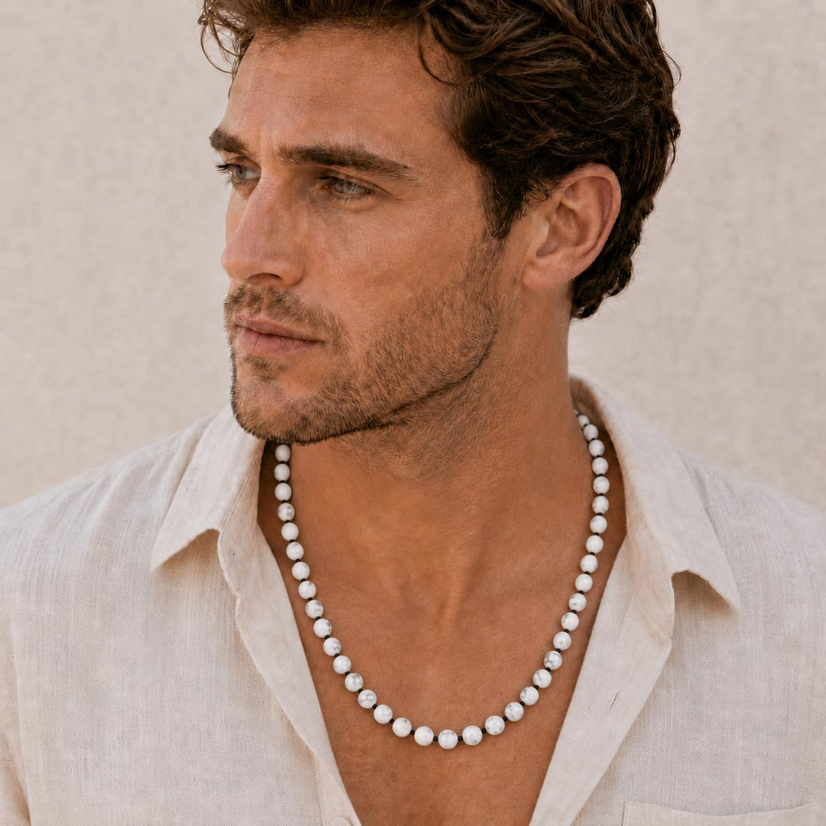 Howlite Necklace for Men (Howlite / 24")