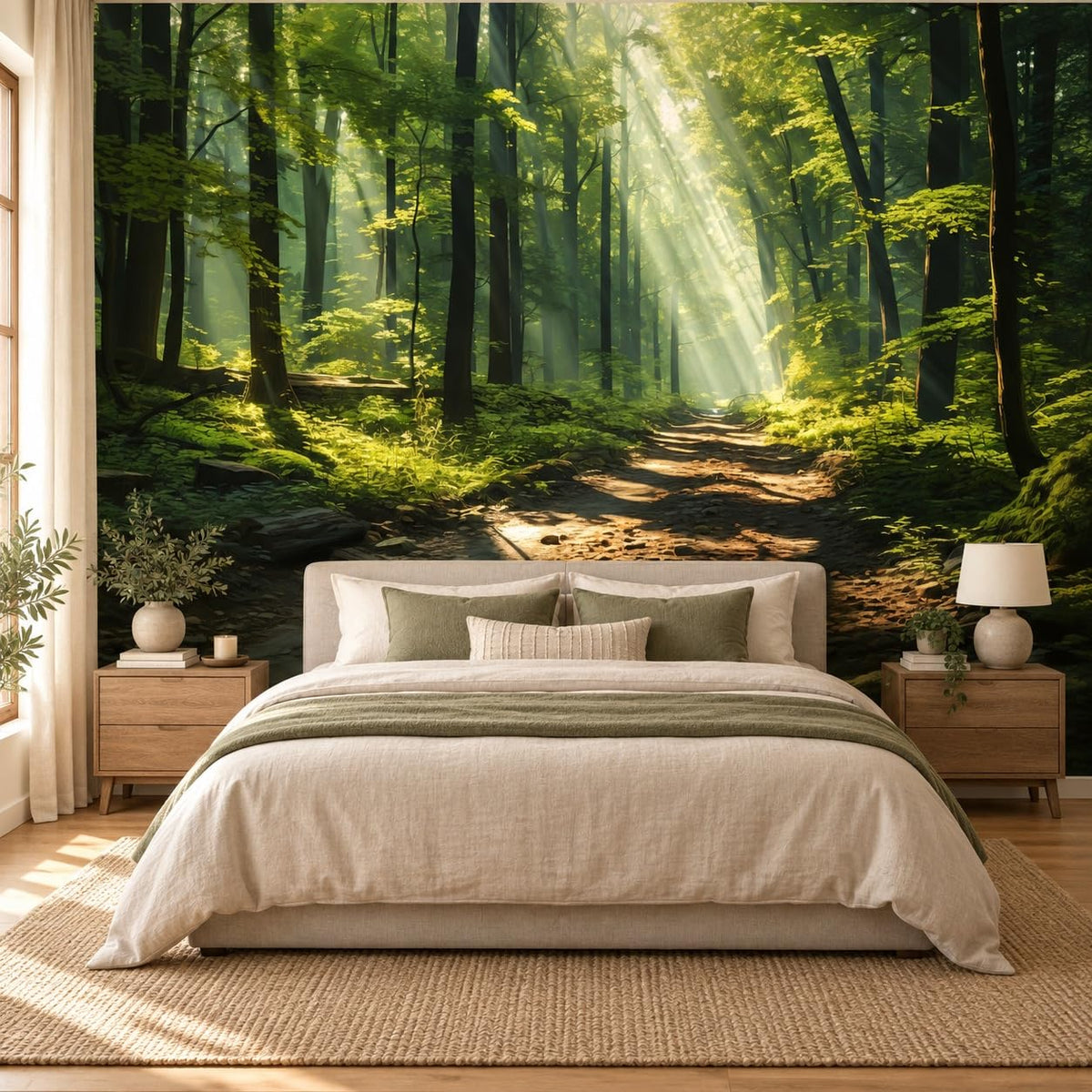 Peel and Stick Wall Mural Wallpaper Forest 157"×108" Decor A12 (A12 / 157" x 108")