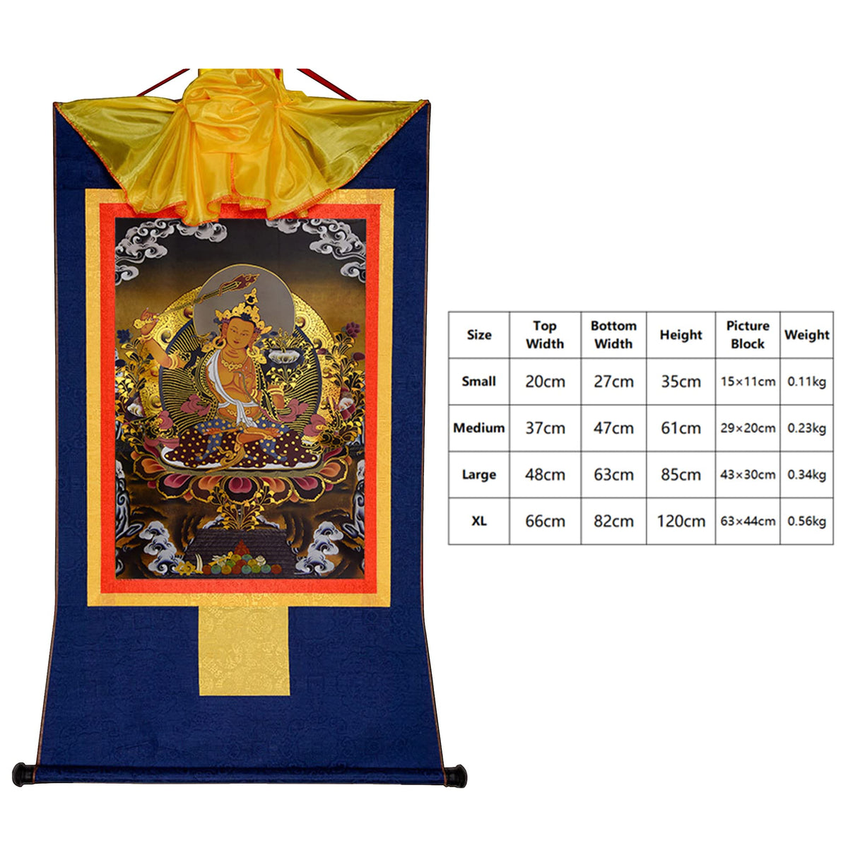 Jampelyang Manjusri Thangka Tibetan Thangka Art (Manjusri / 13.8"L x 11"W)