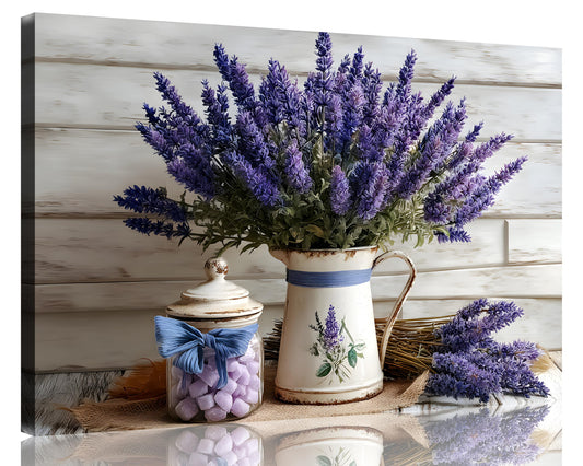 1 Panel Purple Lavender Wall Art Rustic Floral Bathroom Wall Decor Purple Farmhouse Flower Poster Country Pictures Art Print for Bathroom Bedroom Office Decorations Ready to Hang 20"x30" (30"L x 20"W / Purple Flower 16)